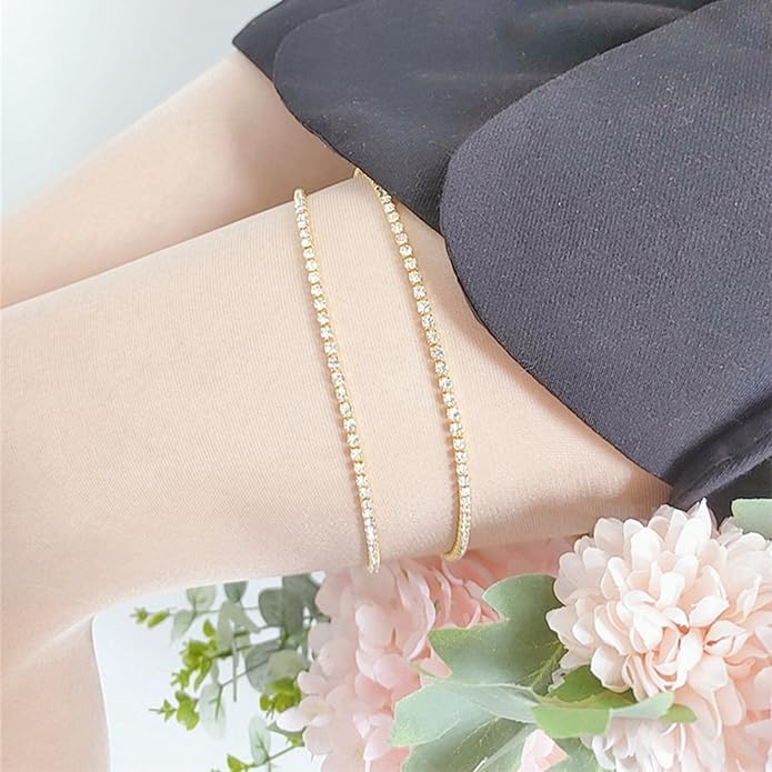 Boho Crystal Thigh Chain Gold Body Chain Leg Chains Body Jewelry Accessories for Women and Girls (Gold)-Velvo Beauty