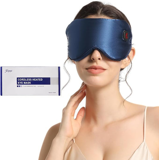 Heated Eye Mask for Dry Eyes, Cordless Warm Eye Compress for Blepharitis, Styes, 1500mAh Large Battery Capacity, Washable Cover, Gifts for Family and Friends (Blue)-Velvo Beauty