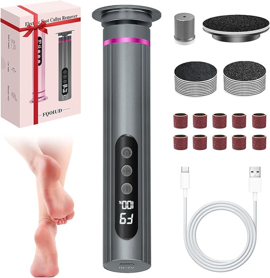 Callus Remover for feet- 2 in 1 Electric Foot File,Adjustable Speed Foot File with Sandpaper Discs & Grinding Heads, 9 Speeds Electric Foot Callus Remover, Pedicure Tools for Valentine's Day Gift-Velvo Beauty