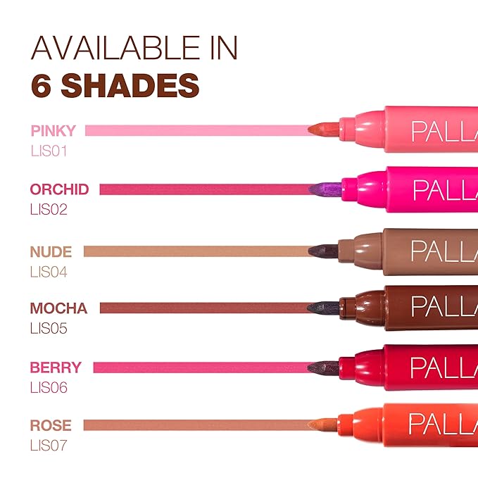 Palladio Lip Stain, Hydrating and Waterproof Formula, Matte Color Look, Long-lasting All Day Wear Lip Color, Smudge Proof Natural Finish, Precise Chisel Tip Marker, Pinky-Velvo Beauty