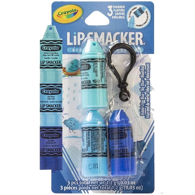 Lip Smacker Crayola Crayon Stackable Flavored Clear Lip Balm, Blue-Velvo Beauty