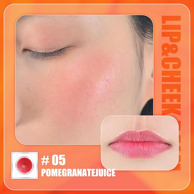 CHARMACY Magic Color Lip & Cheek Balm, PH Color Changing Blusher for Cheeks, Long Lasting Moisturizing Multi Use cream Waterproof Blush Makeup, POMEGRANATE JUICE (#05)-Velvo Beauty