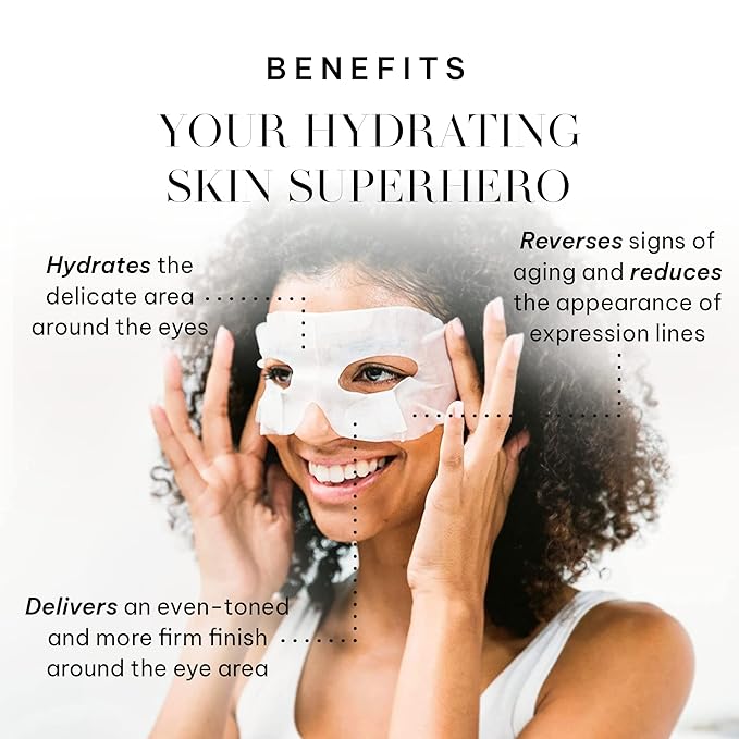 Joanna Vargas Bright Eye Hydrating Mask. Concentrated Ultra-Luxe Bamboo Hydration Sheet Masks Target Dark Circles, Expression Lines and Skin Tone. 5 Sheets (0.35 oz/sheet)-Velvo Beauty