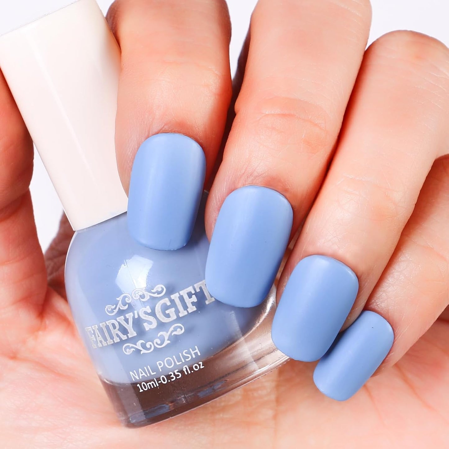 Matte Nail Polish Air Dry Nail Lacquer for Nail Art Varnish, Mist Effect Matte Finish Velvet Nail Polish, 0.35 fl oz (Pure Blue-19, 10 ML)-Velvo Beauty