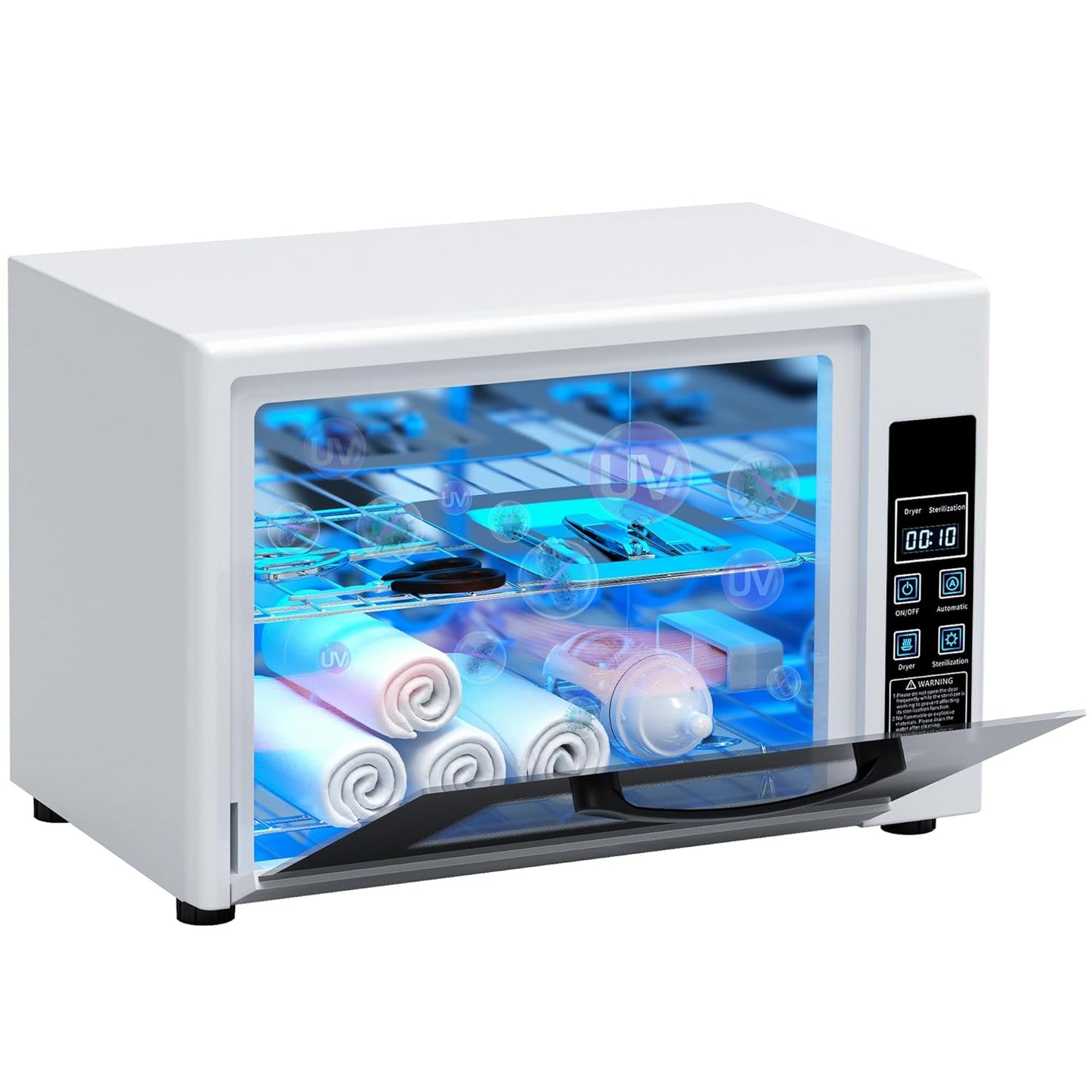 YOTAN 15L Nail Tool Cleaner with Timer Setting, High Capacity Cleaning Cabinet, Multi-Functional Manicure Cleaning Box for Spa Beauty Home Metal Tools, Mobile Phone, Baby Toy, White-Velvo Beauty