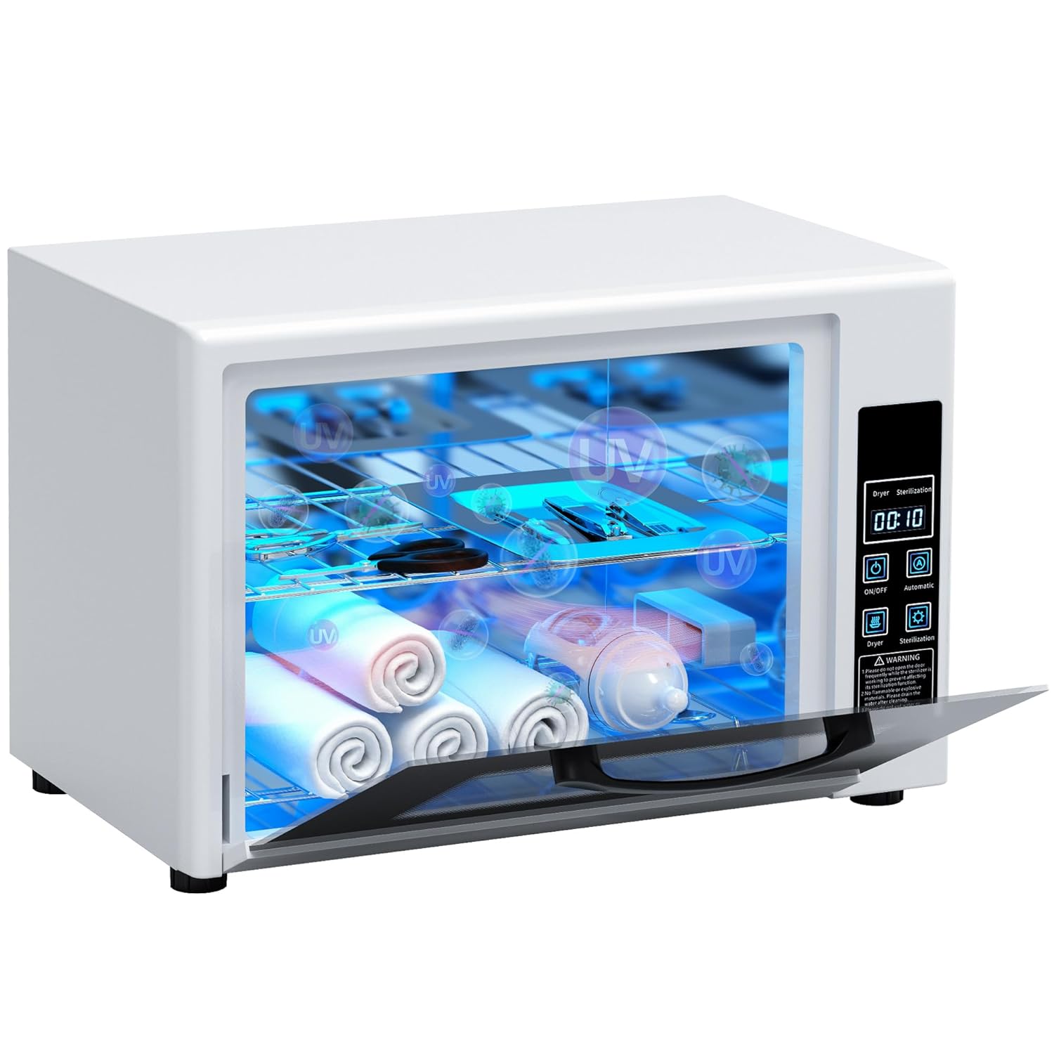 YOTAN 15L Nail Tool Cleaner with Timer Setting, High Capacity Cleaning Cabinet, Multi-Functional Manicure Cleaning Box for Spa Beauty Home Metal Tools, Mobile Phone, Baby Toy, White-Velvo Beauty