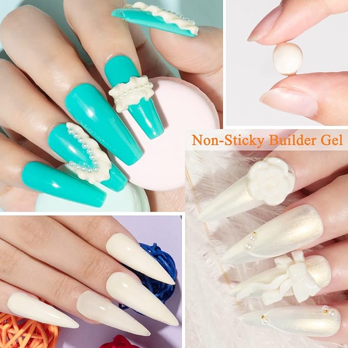 MIZHSE Solid Builder Gel, Milky White Sculpting Gel for Nail, Non-Sticky Hand 3D Nail Art Building Carving Modeling Hard Nail Extension Soak Off Nail Art Salon Manicure Home 15g-Velvo Beauty