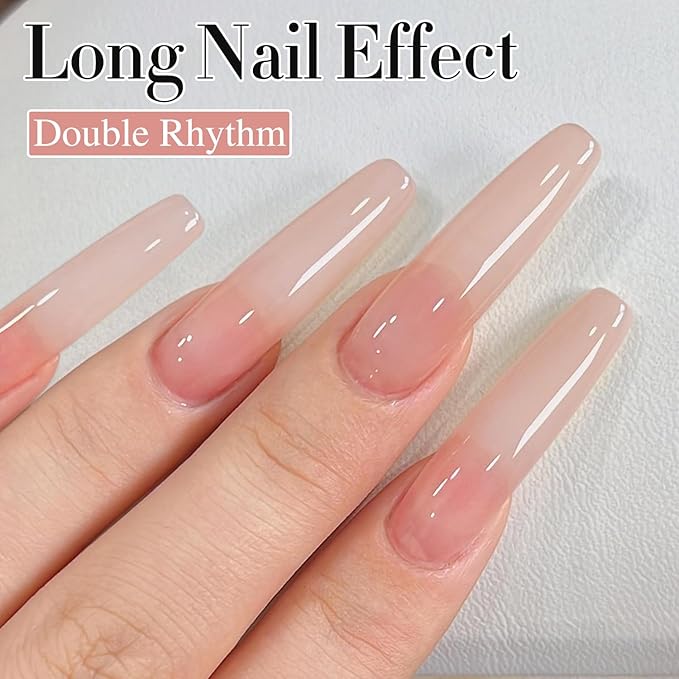 Double Rhythm Translucent Gel Polish Sheer Neutral Natural Light Milky Same Color Same Bottle 15ML Jelly Polish Art DIY at Home (Milky Pink -A1374)-Velvo Beauty