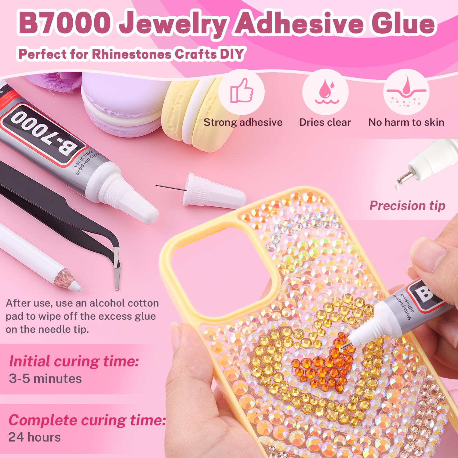 20000Pcs Yellow Rhinestones for Bedazzling with 1Pcs B7000 Jewelry Glue, Resin Rhinestones for Crafting Crafts DIY, Bedazzler Kit Gems for Clothing Shoes Tumblers Nail Art Assorted Size 3/4/5/6mm-Velvo Beauty