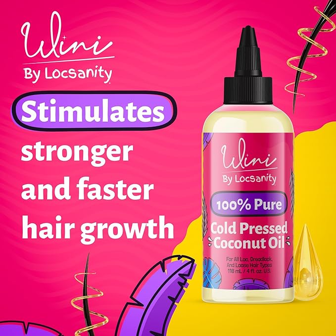 Locsanity Wini Pure 100% Cold Pressed Coconut Oil For Hair and Skin, 4 Fl Oz-Velvo Beauty
