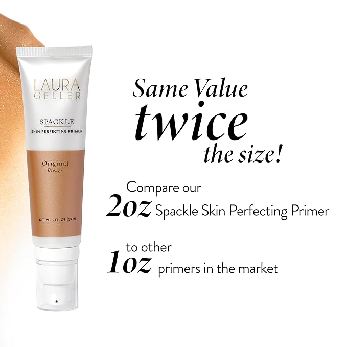 LAURA GELLER NEW YORK Spackle Primer - Bronze - Super-Size 2 Fl Oz - Hyaluronic Acid Makeup Primer for Mature Skin-Velvo Beauty