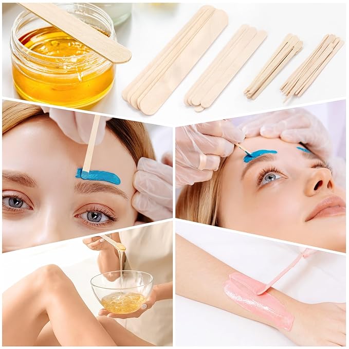4 Style 500 Pcs Waxing Sticks Assorted Wax Applicator Sticks For Body Legs Face With Small Medium Large Sizes Wood Popsicle Sticks For Waxing Or Wood Craft Sticks-Velvo Beauty