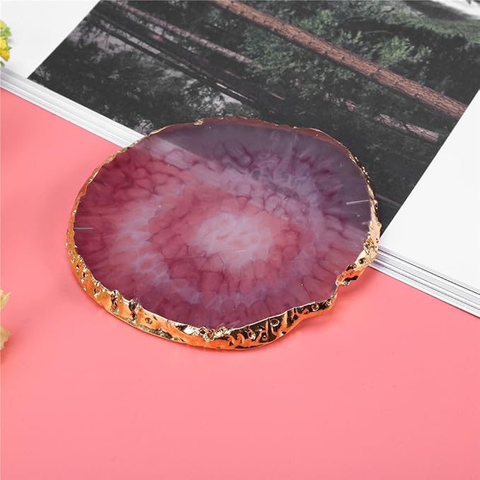 Nail Art Palette, Natural Resin Stone Nail Art Palette for Painting Placing Things Making Nail(Rose red)-Velvo Beauty