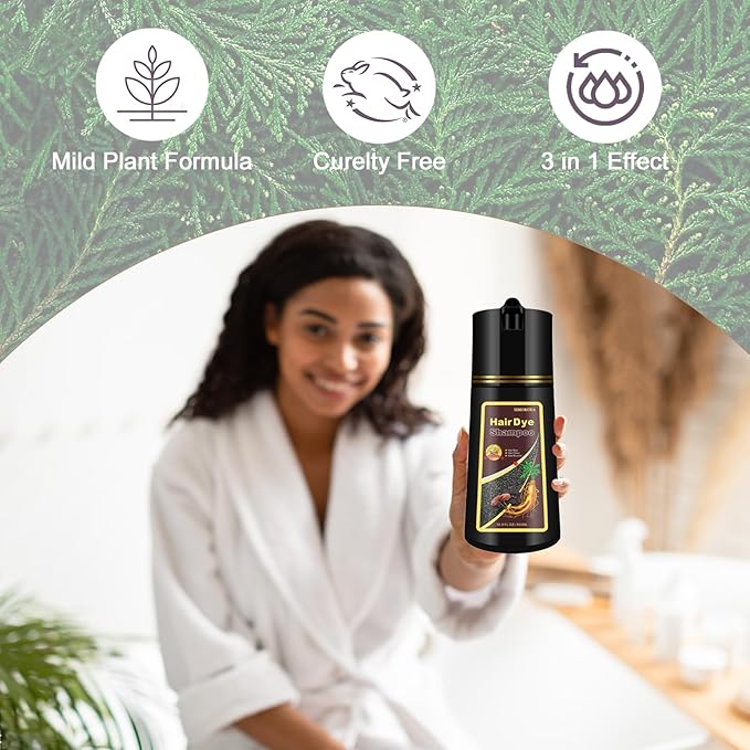Hair Dye Shampoo, Gray Hair Coverage Dye Shampoo, Hair Color Shampoo for All Hair Types, Champu Para Canas, Suitable for Home and Salon (Dark Brown)-Velvo Beauty