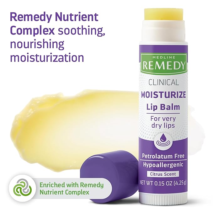 Medline Remedy Clinical Lip Balm, 3 Count, Citrus Scent, Moisturizing, Hydrating, Nourish, Nutrient Rich, Soothing Natural Oils, Revitalize, Comforting, Skin Conditioners, 0.15 oz Stick (Pack of 2)-Velvo Beauty