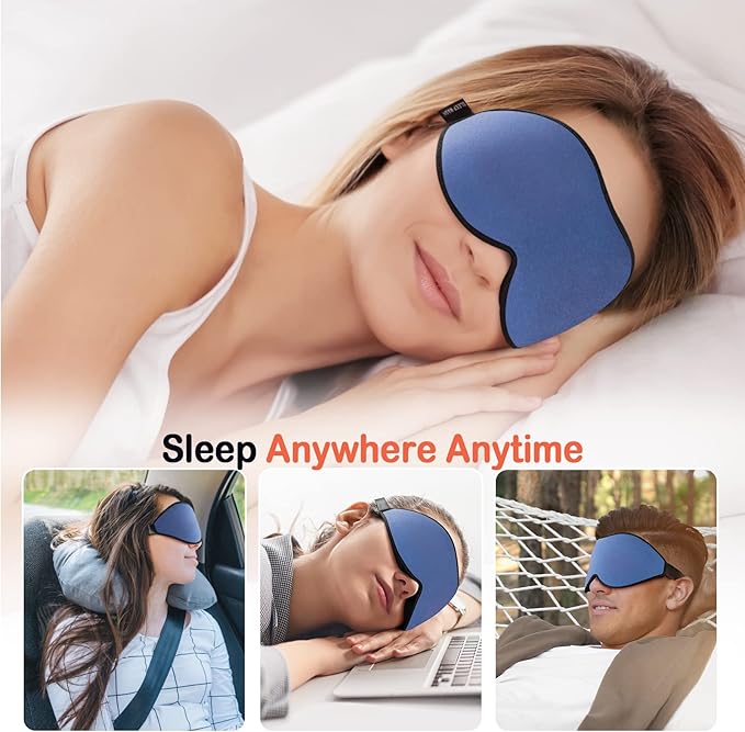 LitBear Sleep Masks, Light Blocking Eye Mask Sleeping for Women Men Side Sleeper, Soft 3D Comfortable Sleeping Mask with Adjustable Elastic Strap for Travel-Velvo Beauty