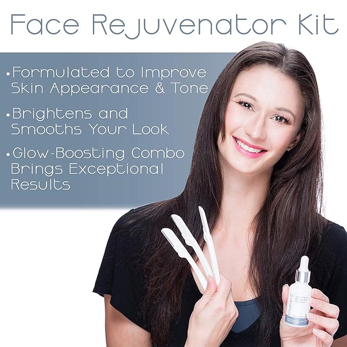 Dermaplaning Tool – Practical Eyebrow, Face and Peach Fuzz Hair Removal Razors for Women - With Vitamin C Facial Serum - 3 Pack Dermaplane Razor Blades-Velvo Beauty