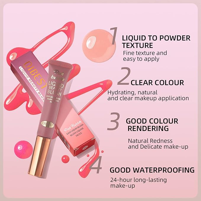 Liquid Blush Beauty Wand Matte Cream Blush Stick with Soft Cushion Applicator For Natural Cheek Tint Blendable Lightweight Long Lasting Dewy Finish makeup blush for Face(03 Plum Wine)-Velvo Beauty