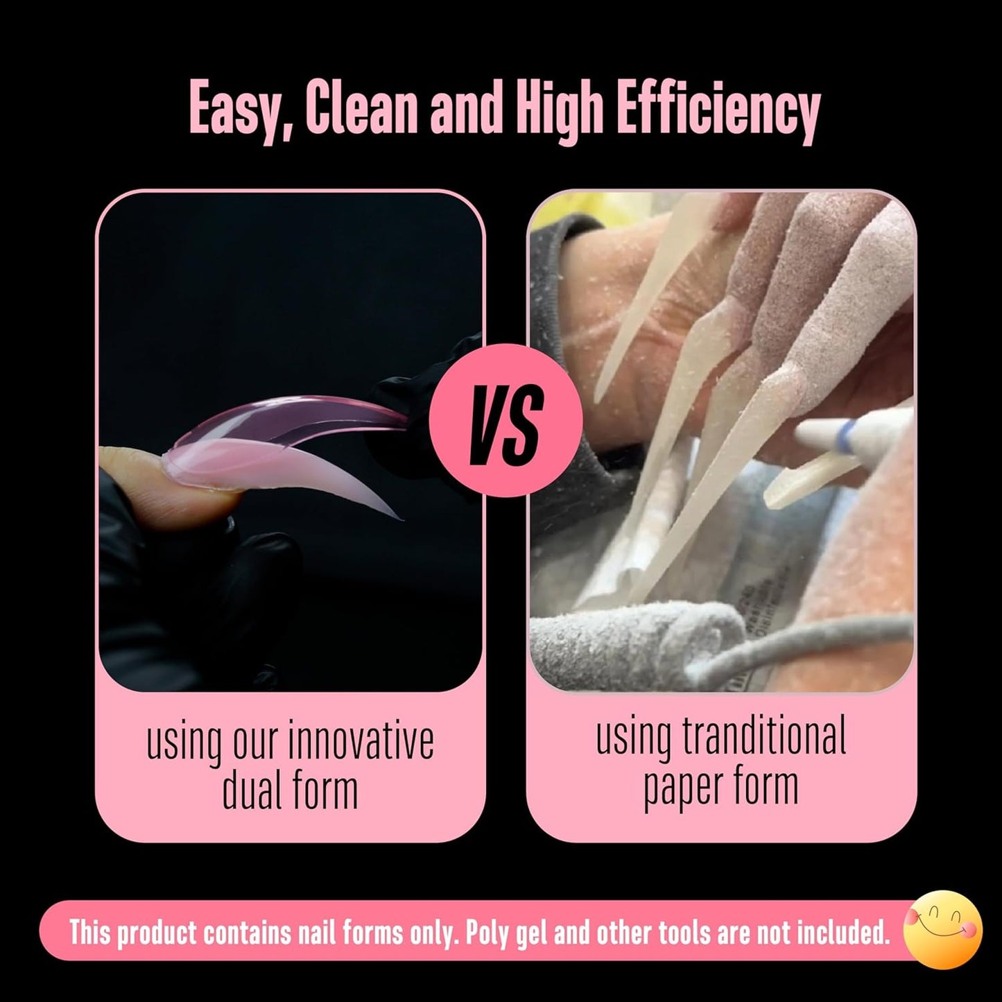 Halloween Curved Stiletto 3D PINK Nail Dual Forms for Poly Gel Extension of Eagle Claw, XL XXL Hawk Curve Sculptural Acrylic Nails, Reusable Molds Nail Art Design 280 Pcs 14 sizes-Velvo Beauty