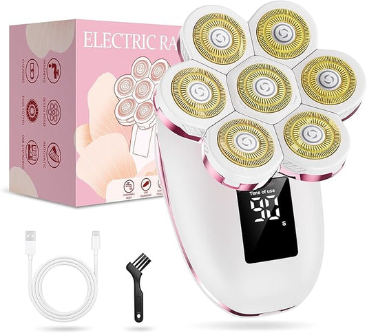 Electric Razors for Women,7D Gifts for Women,Cordless Electric Shaver with Detachable Head Wet/Dry Facial Hair Remover for Legs Painless Water Resistant (Pink)-Velvo Beauty