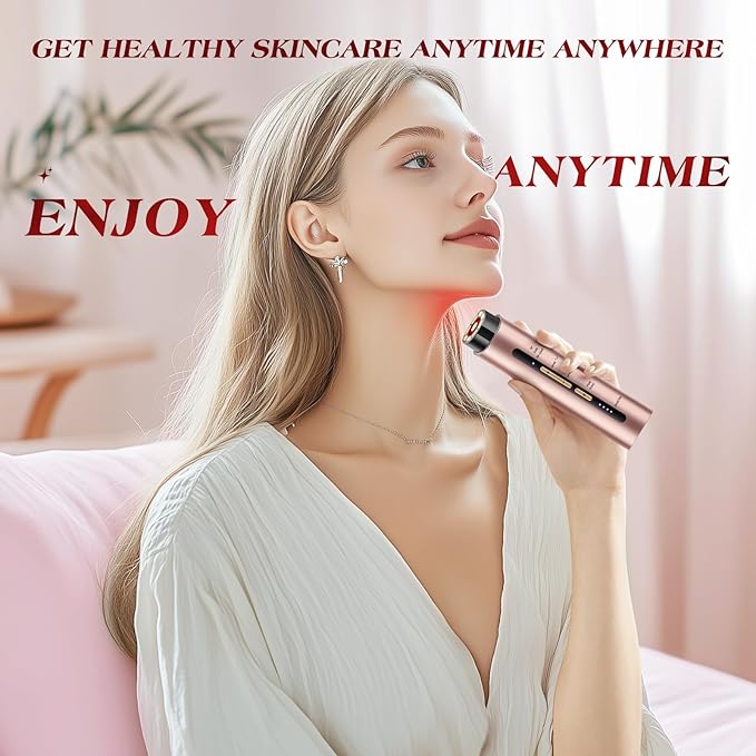 Microcurrent Facial Device, 3 Modes Red Light Therapy for Face and Neck, Skin Care Facial Massager Perfect Gifts for Women Men(Gold)-Velvo Beauty