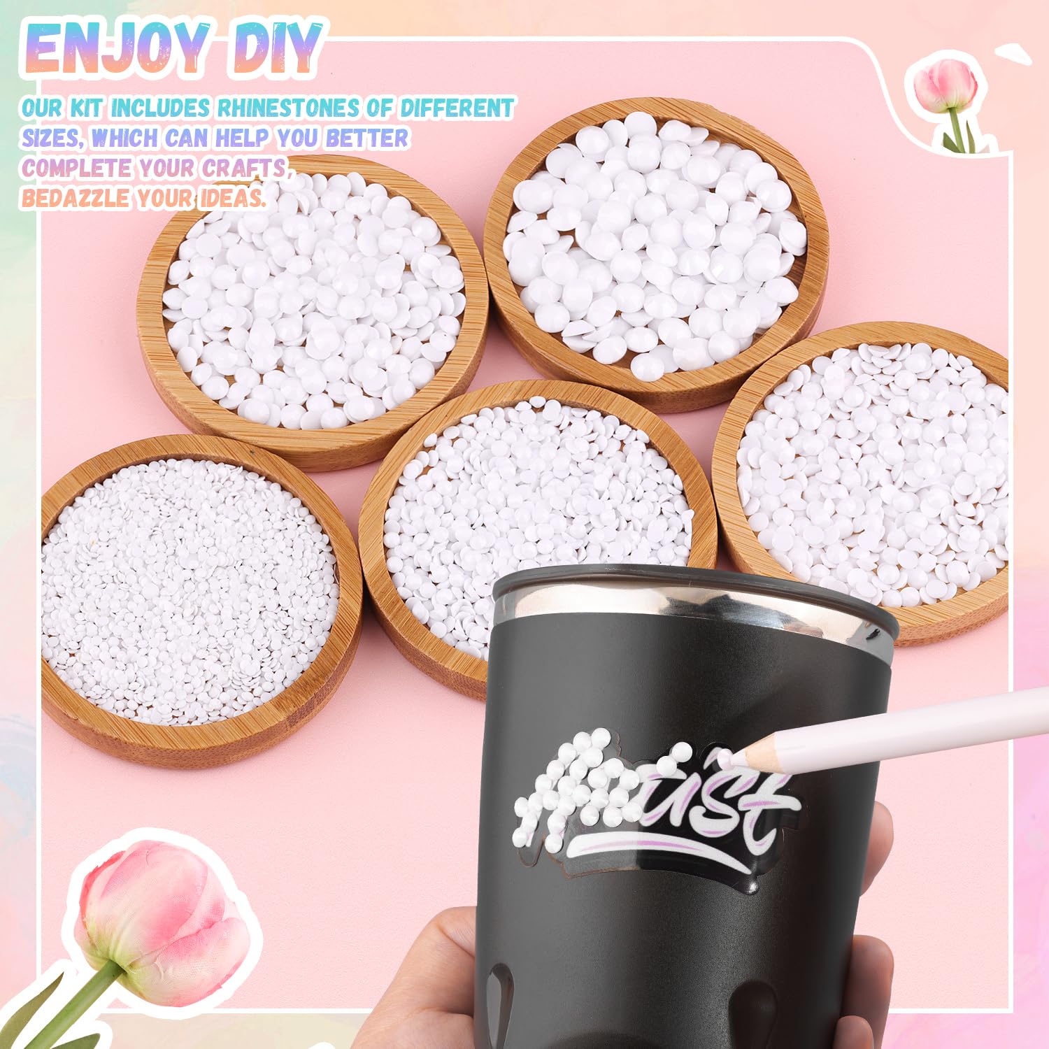 30000Pcs Resin White Rhinestones for Bedazzling Crafting with b7000 Jewelry Glue, Bulk Flatback Gems Bedazzler Kit for Crafts Clothes Shoes Fabric Nail Diamond Art, Assorted Size 2/3/4/5/6mm-Velvo Beauty