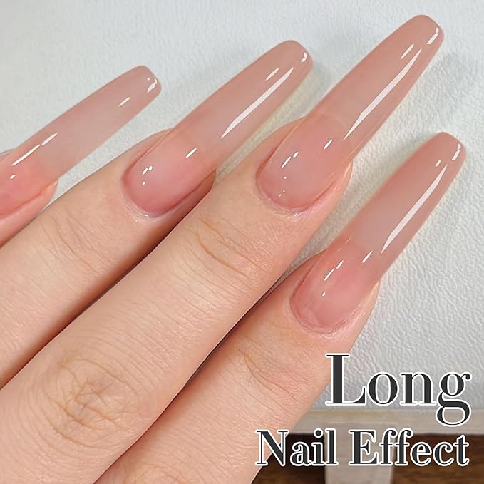 Double Rhythm 0.5Oz Translucent Gel Polish Sheer Neutral Natural Light Milky Same Color Same Bottle 15ML Jelly Nail Art DIY at Home (Skin Nude-A1370)-Velvo Beauty