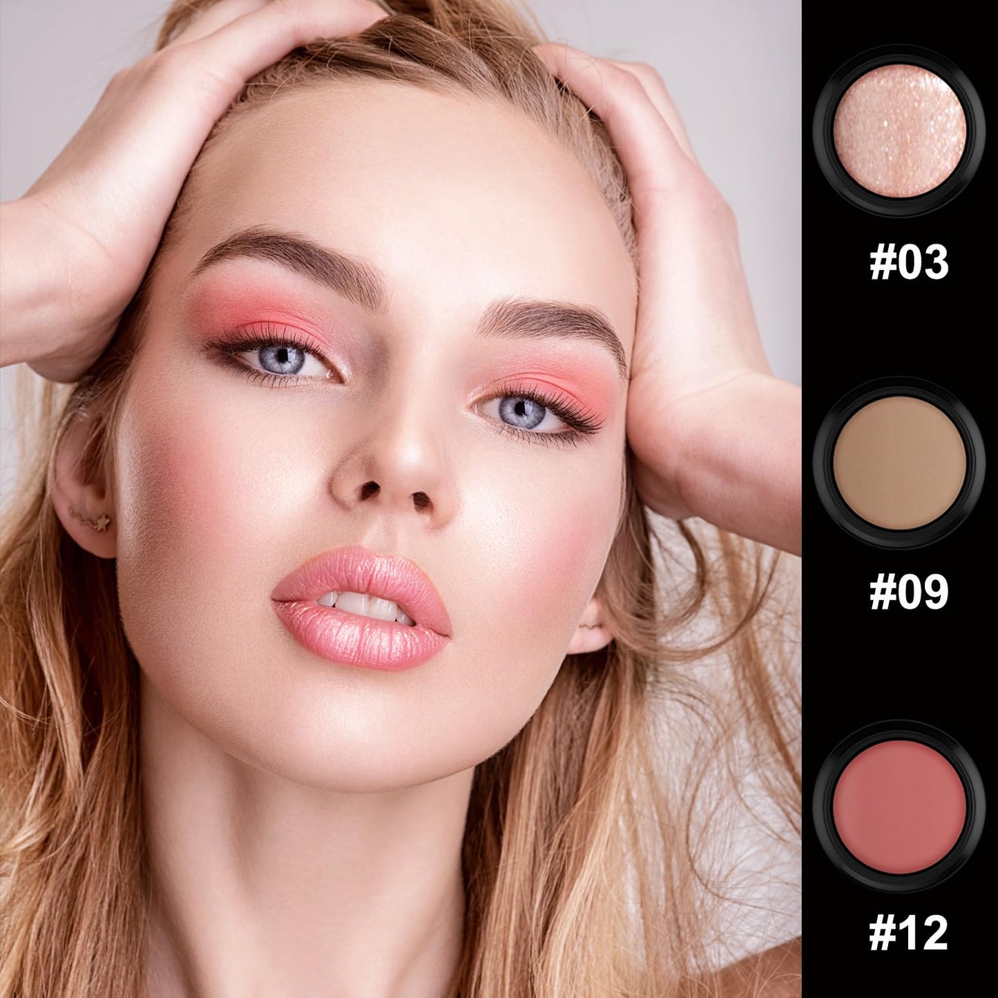 3 Pcs Cream Contour Stick Makeup Kit, Shades with Highlighter, Blush and Bronzer Contour Stick for Sculpt the Cheeks, Waterproof, Matte & Dewy Finish (Fair-Light,#03+#09+#12)-Velvo Beauty