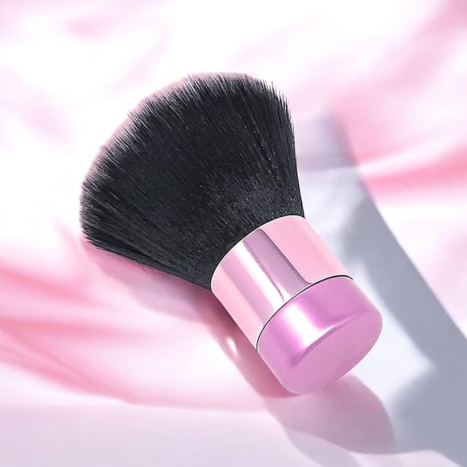 Luxurious and Large Soft Fluffy Powder Brush, Use as a Spray Tan Finishing Tool, Multipurpose Face and Body Barber and Beauty Tool, Large Kabuki Brush by BevyGold (Pink)-Velvo Beauty