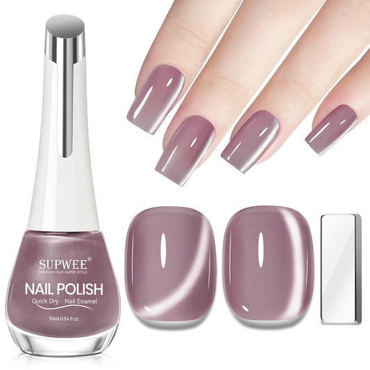 Magnetic Nail Polish Non Gel Quick Dry Glitter Cat Eye Nail Polish Cats Eye Toe Fingernail Air Drying Fast Lacquer Manicure Gift For Women Girls 16ml, 0.54fl oz-Velvo Beauty