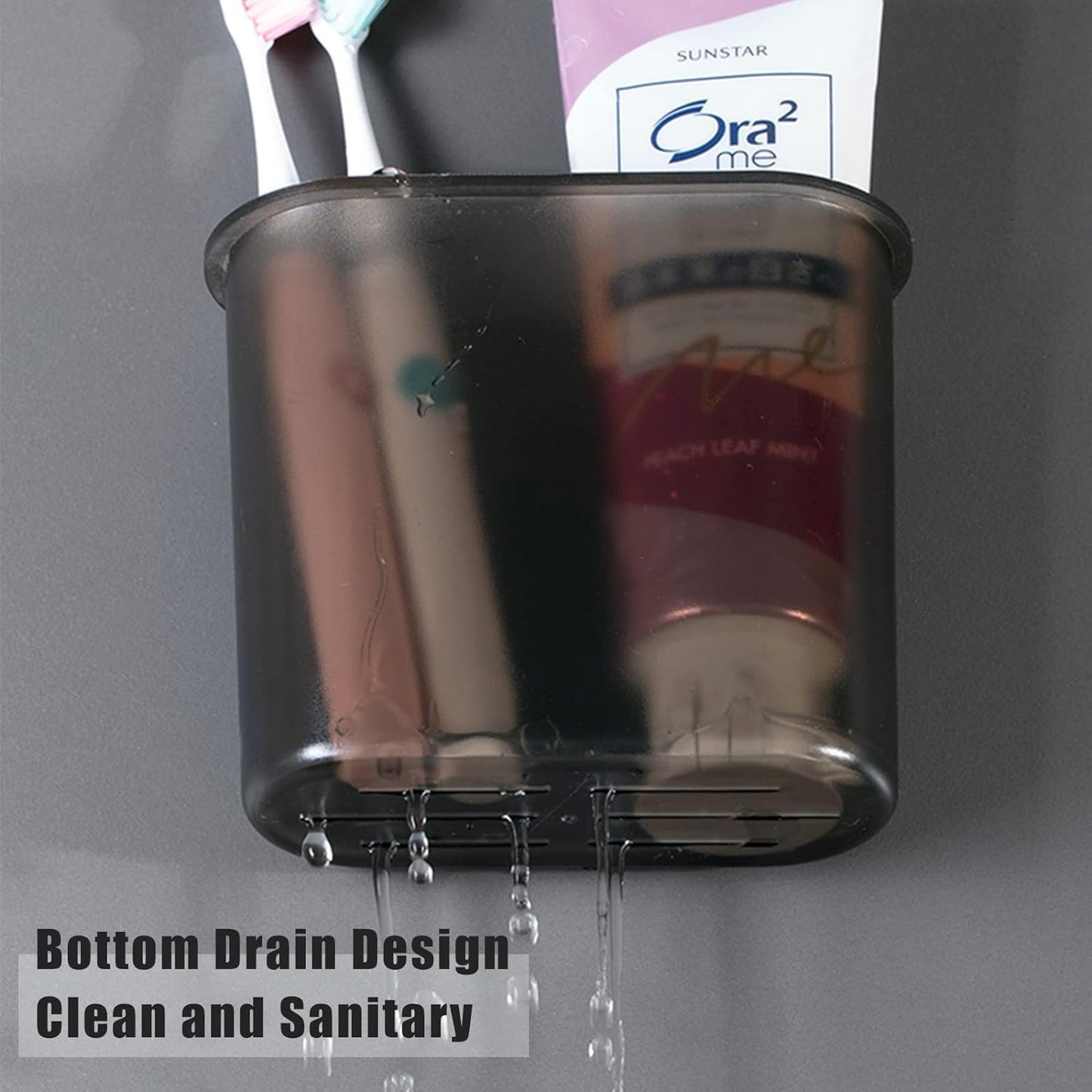 Toothbrush Holders Wall Mounted, Self Adhesive Tooth Brush Holder for Bathroom Electric Toothbrush Toothpaste Razor Bathroom Accessories(Black)-Velvo Beauty