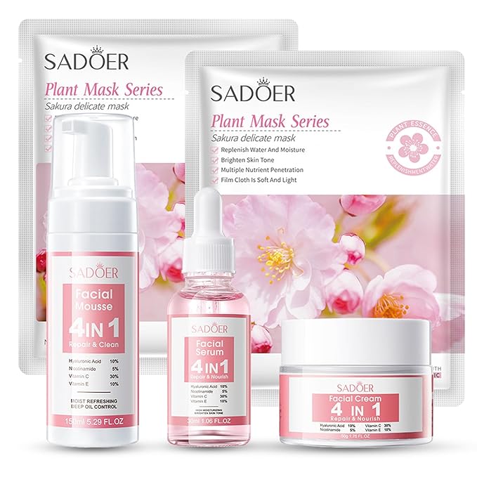 4 IN 1 Face Care Kit, Gifts for Women, Anti Aging Skin Care Set, Reduce Wrinkles with Hyaluronic Acid, Niacinamide, Vitamin C, Vitamin E, Daily Skin Care Routine, Face Skin Care Kit for Women Gift-Velvo Beauty