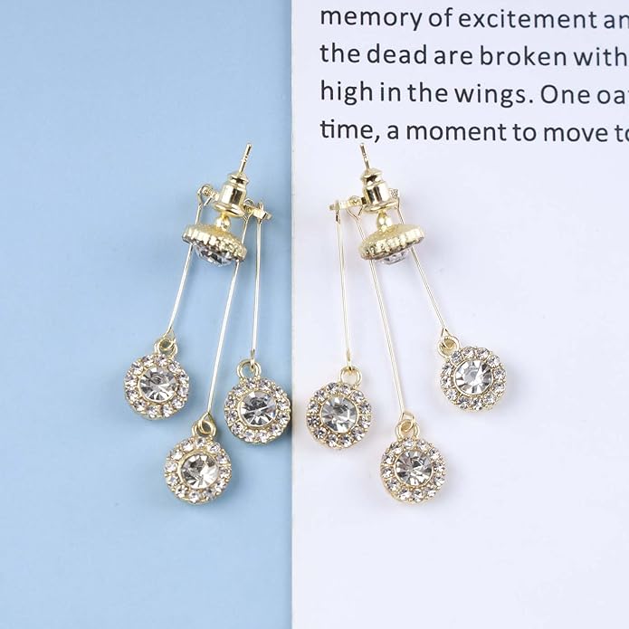 Vintage Crystal Chandelier Drop Earrings Rhinestone Ball Dangle Earrings Gold Rhinestone Stud Earrings Sparkle Bridal Chandelier Earrings Jewelry for Women-Velvo Beauty