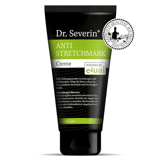Anti-Stretch Solution: Dr. med. Severin® Stretch mark Cream powered by dual. Prevent + remove stretch marks during muscle building + pregnancy, effective ointment against stretch marks, innovative.-Velvo Beauty