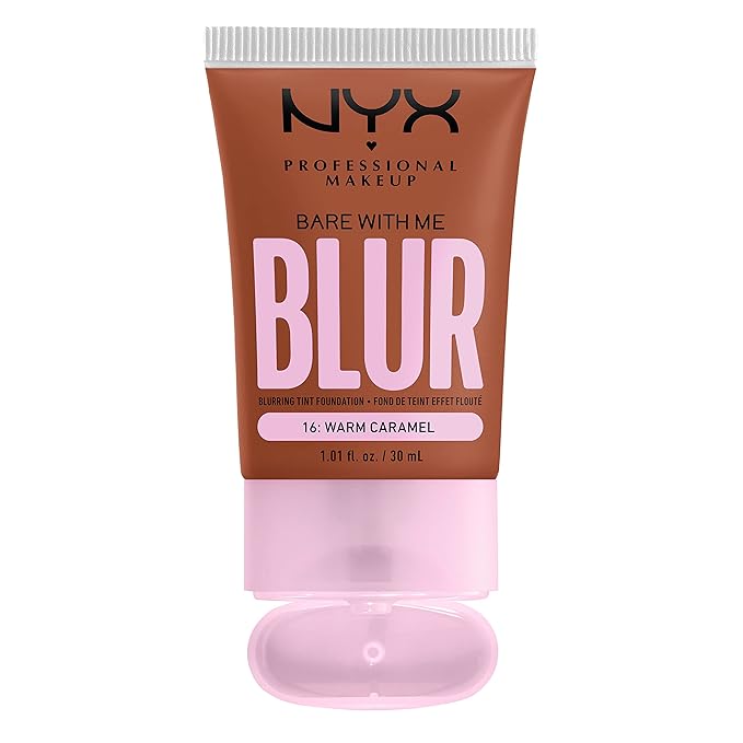 NYX PROFESSIONAL MAKEUP Bare With Me Blur Skin Tint Foundation Make Up with Matcha, Glycerin & Niacinamide - Warm Caramel-Velvo Beauty
