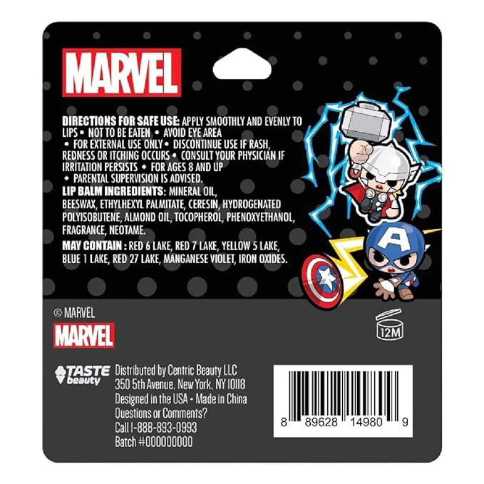 Taste Beauty Marvel Comic Book Themed 3-Piece Variety Pack Flavored Lip Balm-Velvo Beauty