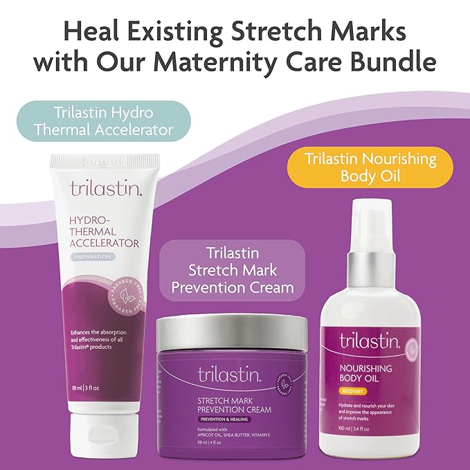 TriLASTIN Belly Oil (3.4oz), Stretch Mark Oil, Belly Oil for Pregnant Women, Serum for Scars and Stretchmarks, Body Oil, Paraben-Free and Hypoallergenic-Velvo Beauty