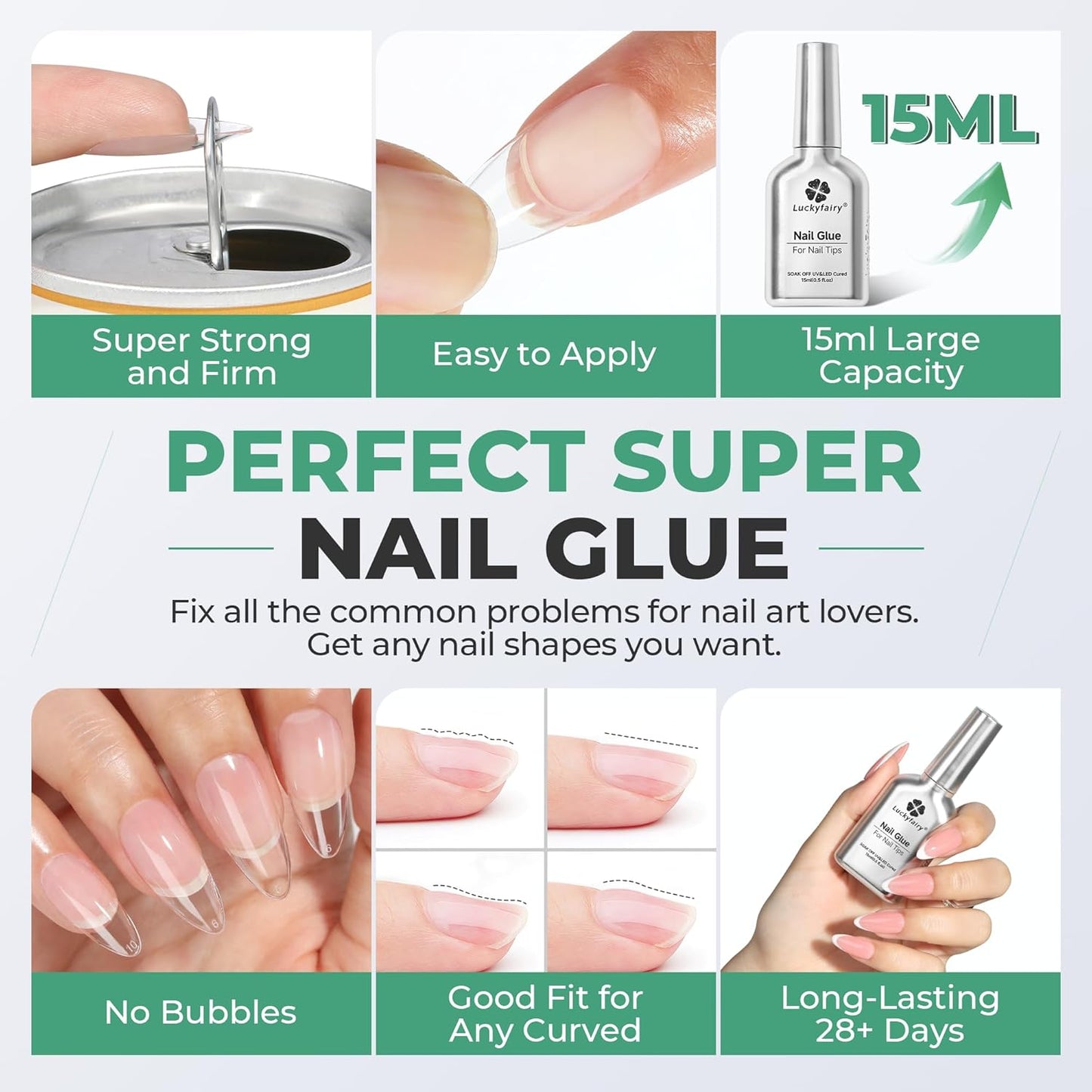 Gel Nail Glue Super Strong: 15ml Nail Glue Gel 6 in 1 for Acrylic Nails Tips and Clear Press on Fake Nails Long Lasting, Salon Art Gift DIY at Home Need U V Light Cured-Velvo Beauty