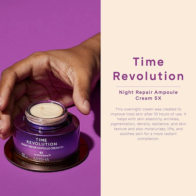 MISSHA Time Revolution Night Repair Ampoule Cream (5th Gen) 1.69 Fl Oz - Triple Fermented Deep-Sleep Night Cream - Overnight Care for Enhanced Radiance, Korean Skincare-Velvo Beauty