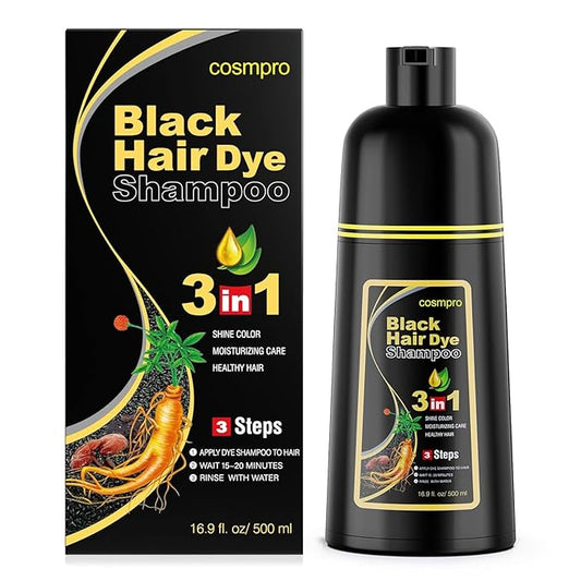 Black Hair Dye Shampoo 3 in 1 for Women/Men for Gray Coverage Instant Hair Color Shampoo Semi Permanent Champu Para Cana-Velvo Beauty