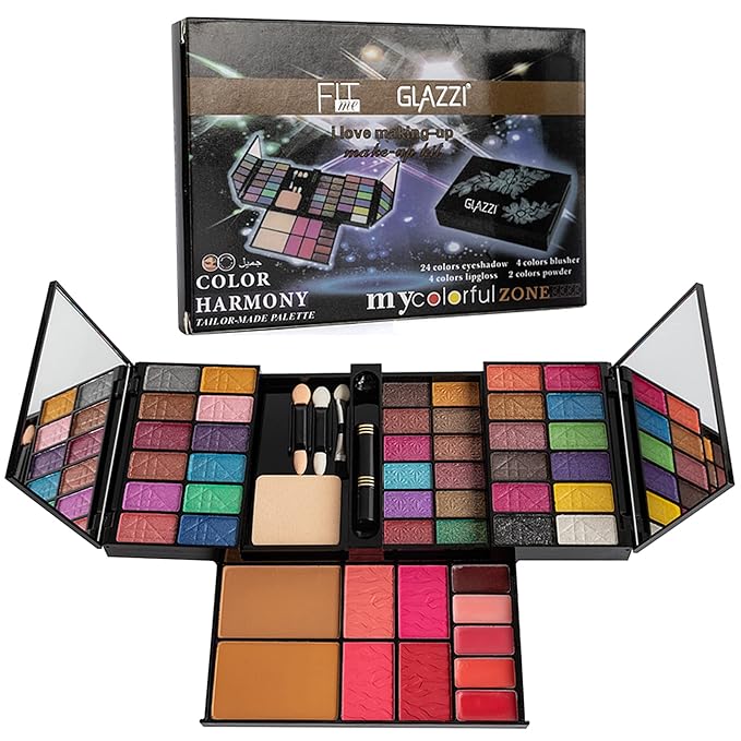 All In One Makeup Gift Kit Portable Contour Palette including 36 Eyeshadow Palette, Lip Gloss, Glitter Cream, Concealer, Blusher, Bronzer, Highlight and Contour - Teen Girl Gifts Trendy Stuff-Velvo Beauty