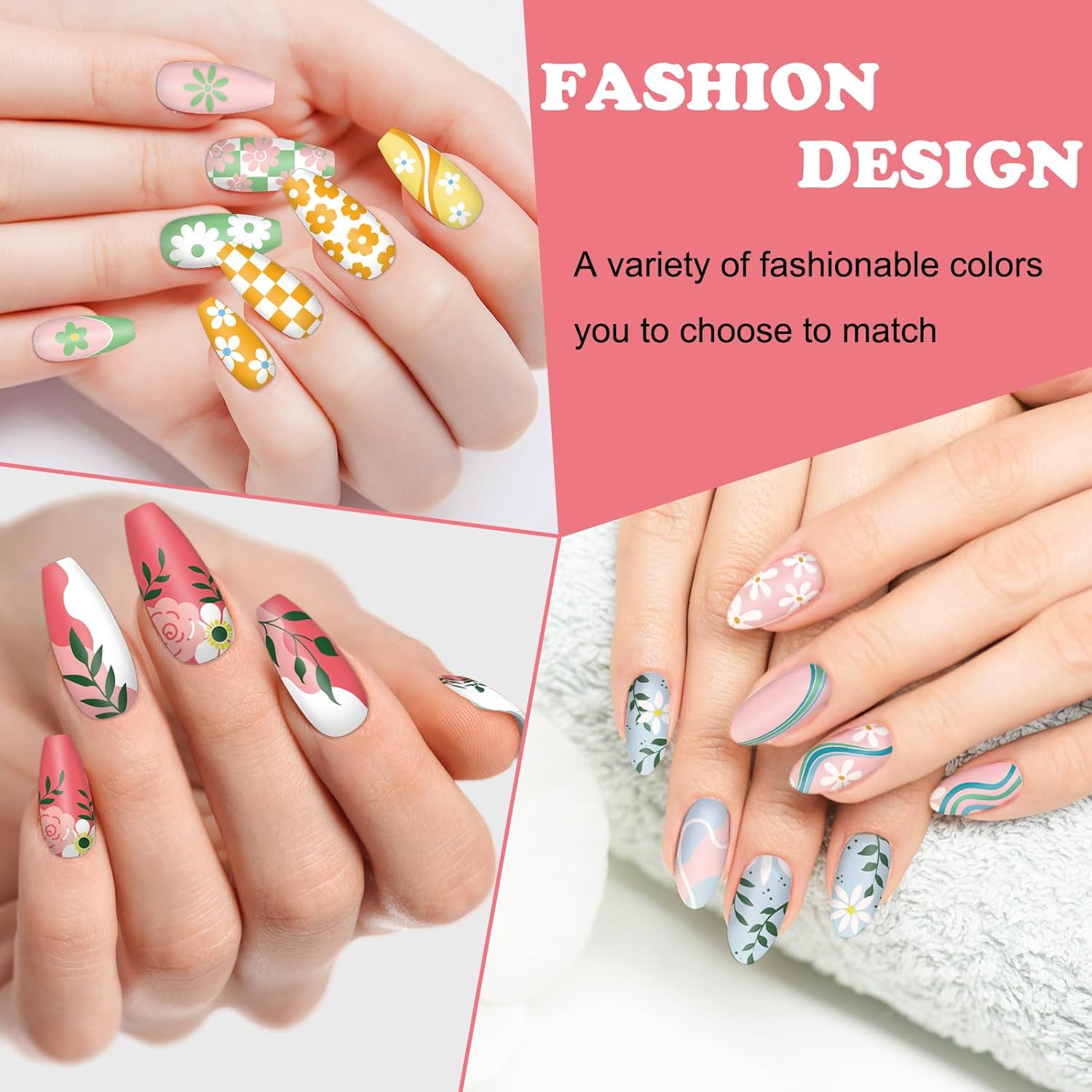 Whaline 6Pcs Simple Floral Nail Plates Stamping Set Flower Leaves Stamp Templates Nail Art Plates for DIY Print Manicure Salon Design Gift-Velvo Beauty