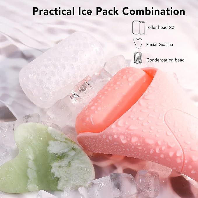 huefull Ice Roller for Face with 2 Rollers and Gua Sha Facial Tools, Face Roller for Self Care, Guasha Tool for Face, Puffiness Relief, Skin Care Gifts for Woman Men, Self Care Gifts-Velvo Beauty