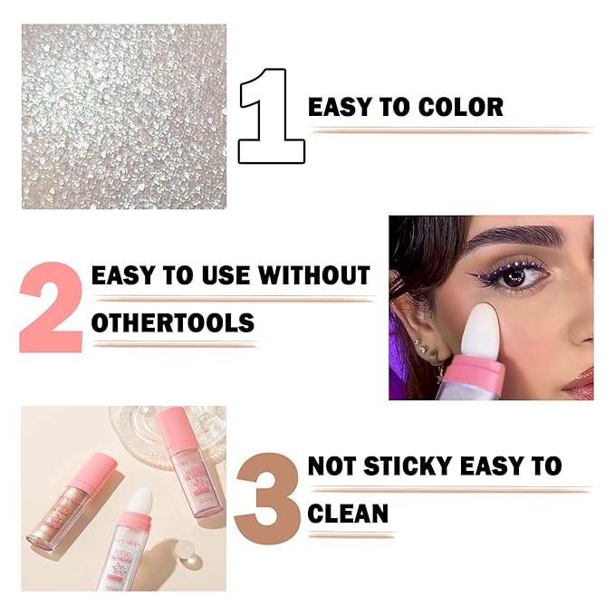 3PCS Polvo De Hadas Body Shimmer Glitter Highlighter Powder Makeup,High Gloss Sparkle for Face Body Hair,Create The Most Sparkly And Attractive Glitter Makeup-Velvo Beauty