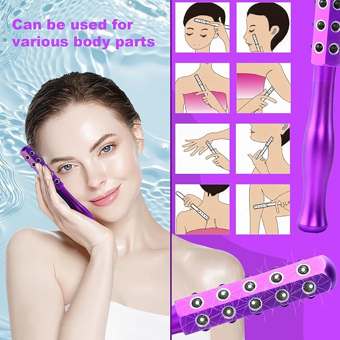2025 Beauty Roller – Germanium Stone Face Sculpting Tool, Uplift Facial Massaging Beauty Tool, Firming Massage Wand for Skin Tightening, Portable Cooling & Sculpting (Purple)-Velvo Beauty
