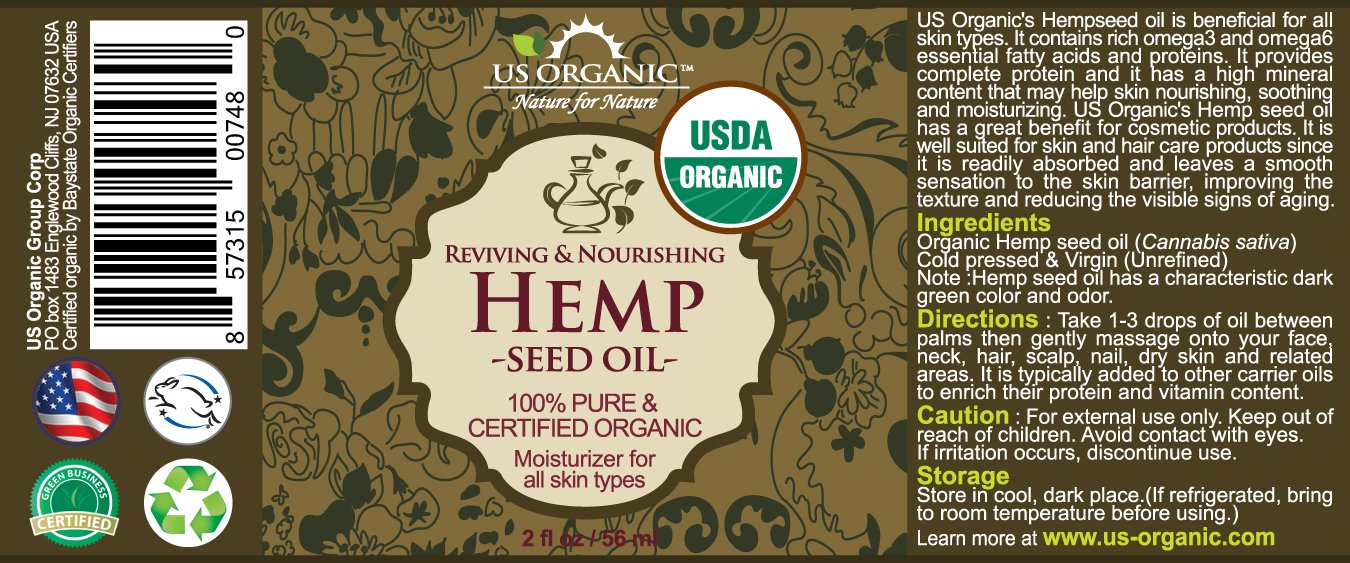 US Organic Hemp Seed Oil, Certified Organic, Pure & Natural, Cold Pressed Virgin, Unrefined, Amber Glass Bottle with Glass Eye Dropper for Easy Application (2 oz (56 ml))-Velvo Beauty