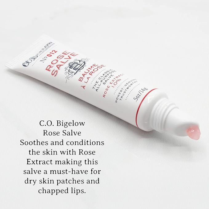 C.O. Bigelow Rose Salve Lip Balm Tubes 3 Pack, All Purpose Salves Moisturizing for Chapped Lips and Dry Skin-Velvo Beauty