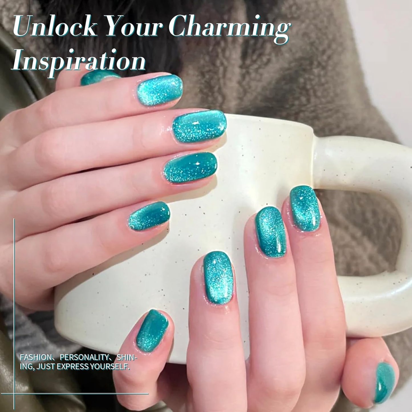 BORN PRETTY Cat Magnetic Eye Gel Nail Polish, Blue Melbourne Glitter Cat Magnetic Gel Nail Polish, Holographic Magnetic Nail Polish for Nail Art Manicure Salon DIY at Home 15ML-Velvo Beauty