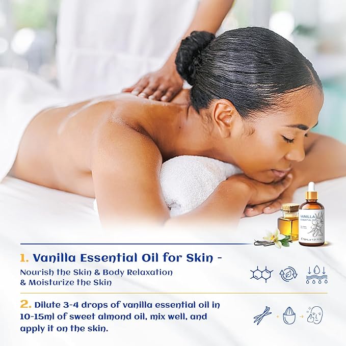 HIQILI 1 Fl Oz Vanilla Essential Oil, Undiluted Natural Strong Fragrance Add in Skin Perfume, Unscented Lotion, Candle Soap Making Scent, Relax at Home with Diffuse Warm Sweet Aroma-Velvo Beauty