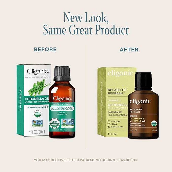 Cliganic Organic Citronella Essential Oil - 100% Pure Natural for Aromatherapy Diffuser | Non-GMO Verified (Packaging May Vary)-Velvo Beauty